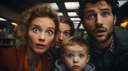 What happened? A family with a funny expression.