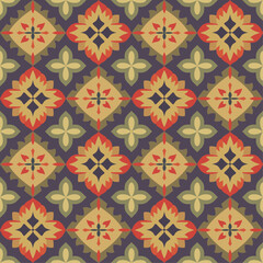 Seamless Mexican Floral Pattern - Colorful Hispanic Folk Art Design