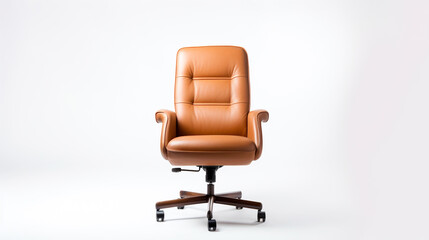 Obraz premium a brown leather office chair on a white background