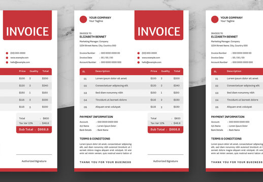 Red and White Corporate Invoice