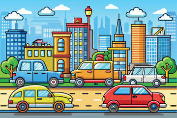 Metro Motion: Flat Design City Traffic Cars