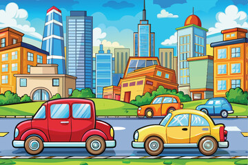 Metro Motion: Flat Design City Traffic Cars