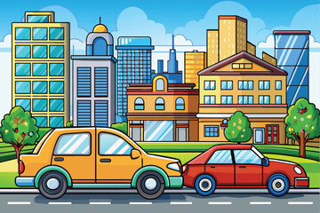 Metro Motion: Flat Design City Traffic Cars