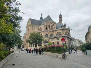 Naklejka premium Panoramic view of the Saint Eustache church located in the historic Les Halles district of Paris.France