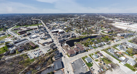 aerial view of a suburban town (menomonee falls, wi)