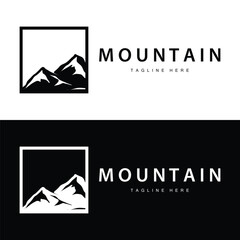 Mountain Logo, Mountain Adventure with Silhouette Model in Simple Modern Style Vector Design for Company and Product Brand
