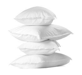 Stack of soft pillows isolated on white