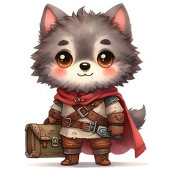 Illustration of a cute cartoon wolf werewolf