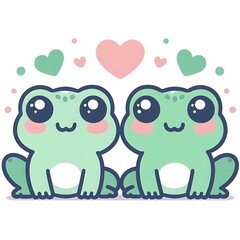 Couple of cute frogs. flat vector illustration isolated on white background