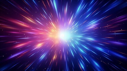 Fototapeta premium Dazzling Cosmic Explosion with Radiant Multicolor Light in Space.