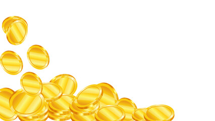 Gold coins in 3d style realistic vector illustration. Banner design for bank and financial sector.