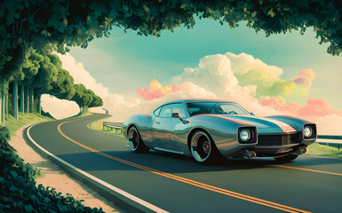 Obraz premium Retro-Futuristic Journey