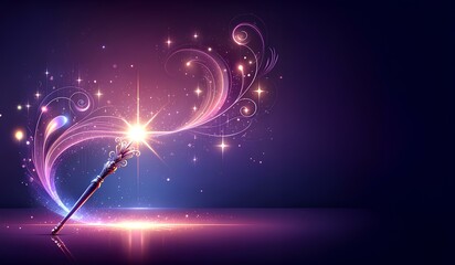 魔法をイメージした背景、魔法の杖。コピースペース｜Magic-inspired background, magic wand. Copy space.