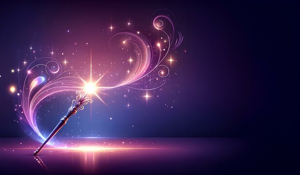 魔法をイメージした背景、魔法の杖。コピースペース｜Magic-inspired background, magic wand. Copy space.