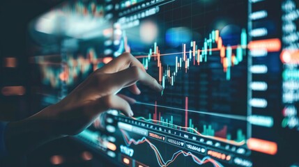Fototapeta premium Businessman hand forex trading financial stock market. economic technology investment