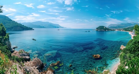 Panoramic landscape of Budva riviera in Montenegro