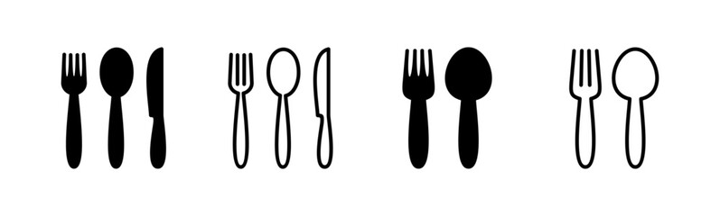 spoon and fork icon set. spoon, fork and knife icon vector. restaurant icon