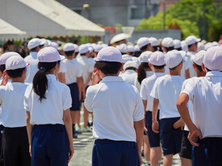 小学校の運動会の学生たちの姿