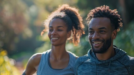 Active Lifestyle: Fit Young Couple Jogging Together, Supporting Fitness Goals