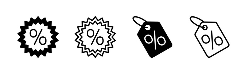 Discount icon set. Discount tag icon.