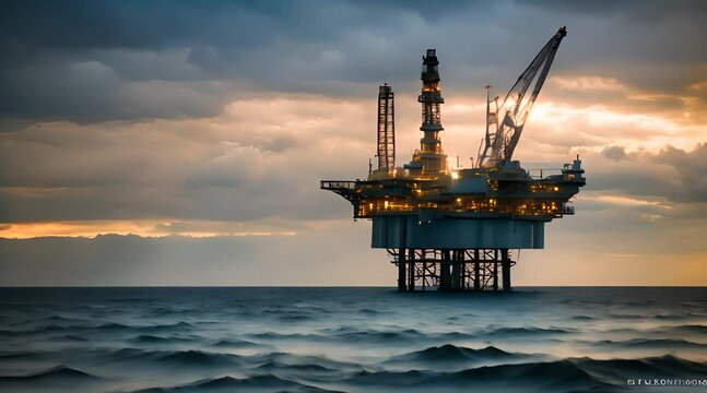 Sea industrial technology oil rig middle of the sea 