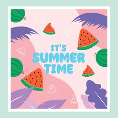 Summer sale banner vector illustration. pattern watermelon fruit concept.hello summer sale