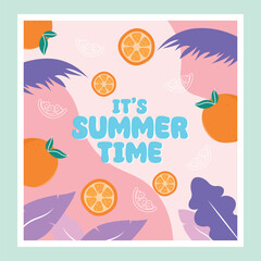 Summer sale banner vector illustration. pattern orange fruit concept.hello summer sale