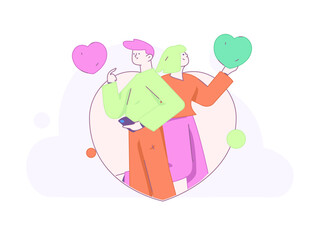 Happy Valentine's Day flat character vector concept business hand drawn illustration
