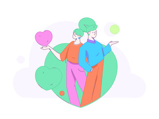 Obraz premium Happy Valentine's Day flat character vector concept business hand drawn illustration 