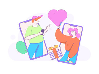 Happy Valentine's Day flat character vector concept business hand drawn illustration
