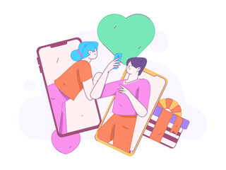 Happy Valentine's Day flat character vector concept business hand drawn illustration
