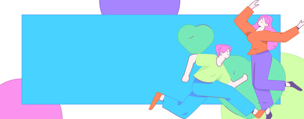 Happy Valentine's Day flat character vector concept business hand drawn illustration
