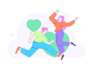 Happy Valentine's Day flat character vector concept business hand drawn illustration
