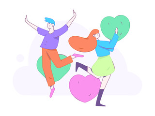 Happy Valentine's Day flat character vector concept business hand drawn illustration
