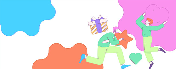 Happy Valentine's Day flat character vector concept business hand drawn illustration
