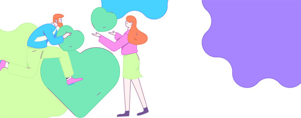 Happy Valentine's Day flat character vector concept business hand drawn illustration
