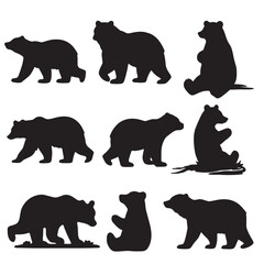 set of Bears silhouettes on white	