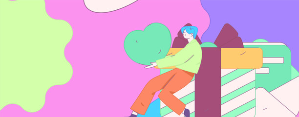 Happy Valentine's Day flat character vector concept business hand drawn illustration
