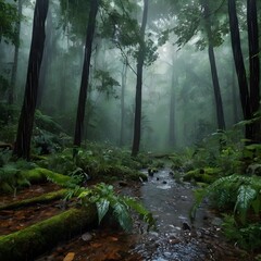 misty morning in the forest