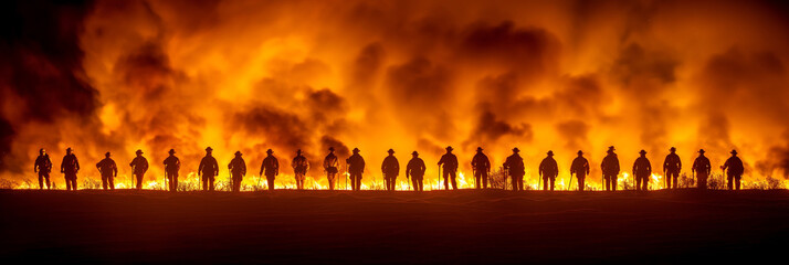 firefighters encircling a fire, battling summer hazards