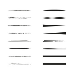 Brush stroke set. Abstract line patterns. Black and white styles. Vector illustration.