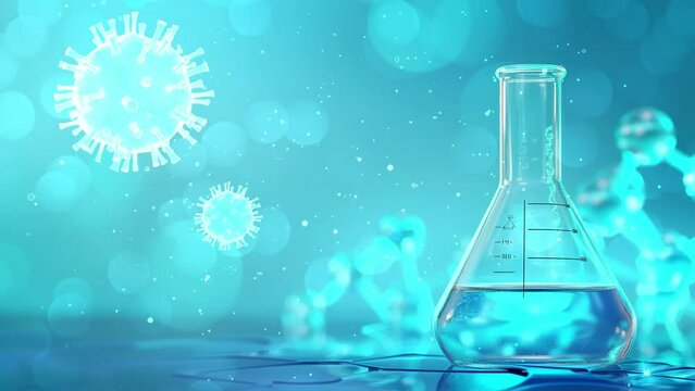 beaker and flask in science laboratory with chemical. seamless looping overlay 4k virtual video animation background