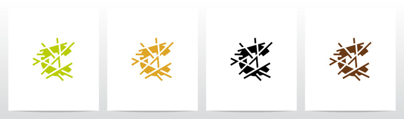 Letter Under Hay Straw Initial Logo Design C