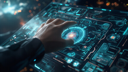 Fototapeta premium futuristic digital technology background modern cyber tech wallpaper, business background 