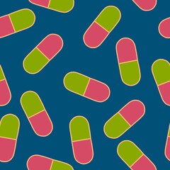 Medicine pills seamless cartoon doctors care pattern for wrapping paper
