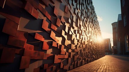 Shining textured bricks wall brickwork pattern background d render digital illustration
