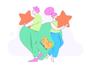 Happy Valentine's Day flat character vector concept business hand drawn illustration
