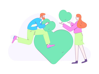 Happy Valentine's Day flat character vector concept business hand drawn illustration
