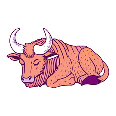 Blue Wildebeest buffalo sleeps icon vector