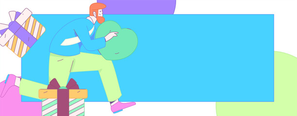 Happy Valentine's Day flat character vector concept business hand drawn illustration
